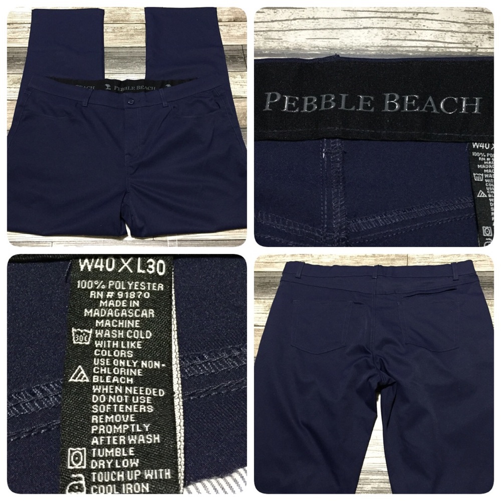 Pebble Beach Golf Pants Men’s 40x30 Navy Blue Stretch straight leg